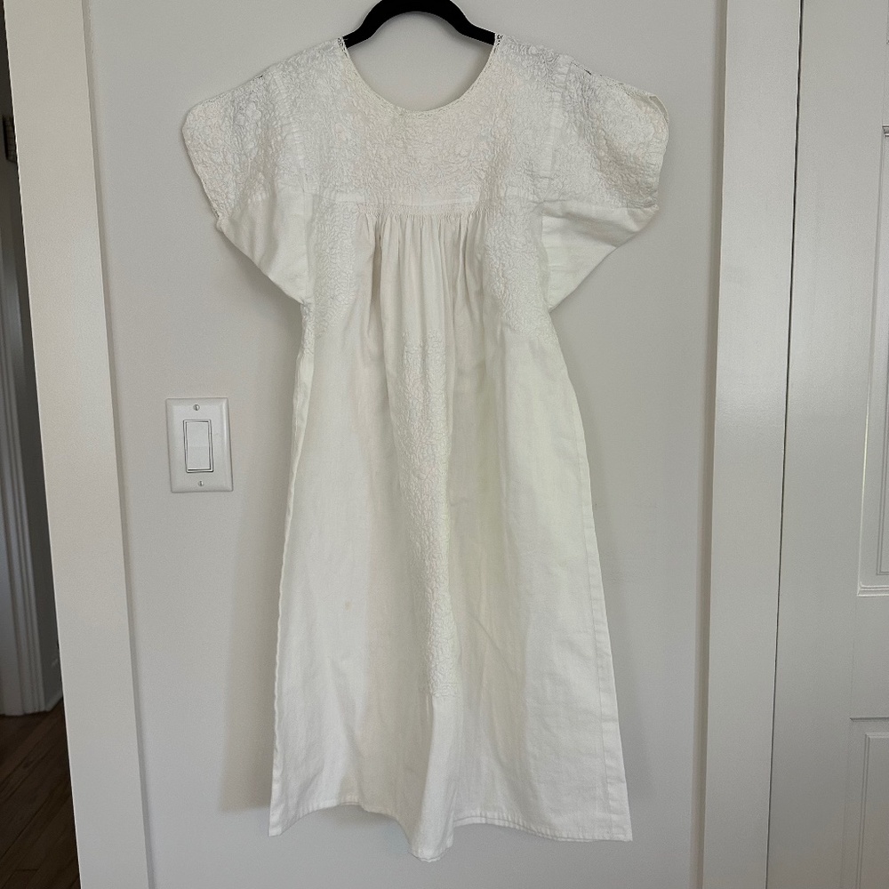 white midi dress with embroidery